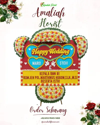 Karangan Papan Bunga Pernikahan di Sambak